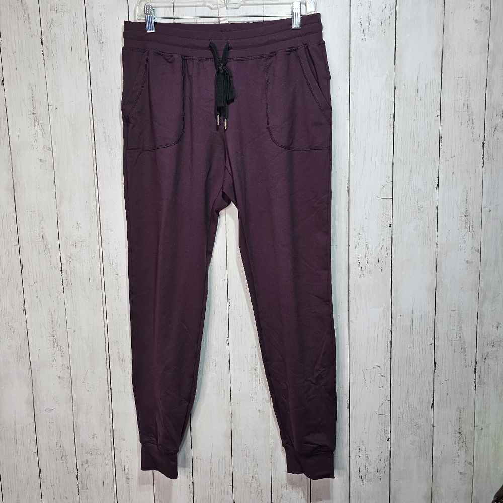 Zyia Active Women's Joggers Size Medium Drawstring Nylon Spandex Purple Pockets.